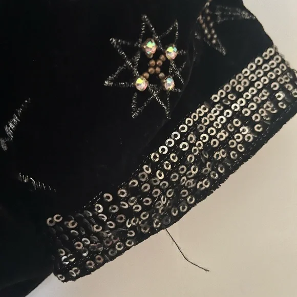 Zara Black Velvet Jacket with Sequin and Rhinestone Star Embroidery - Picture 4 of 7